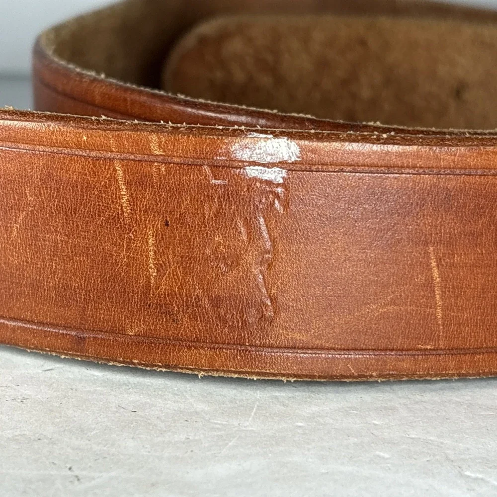 Vintage Brown Leather Belt Unique (Mickey, Superman, Rolling Stones)